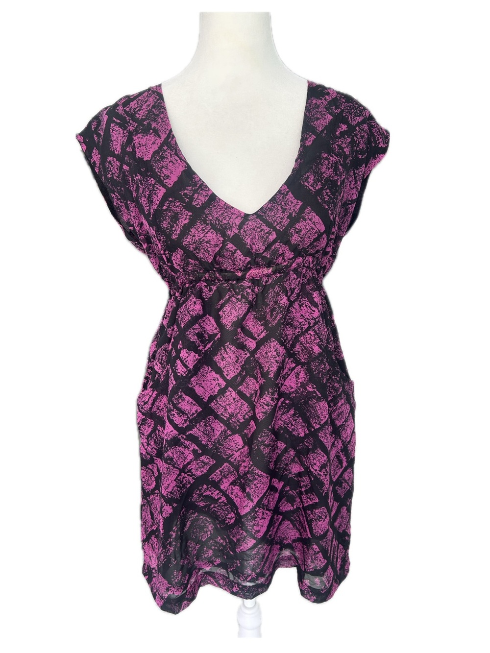 O'Neill Black and Purple Geometric Print Tunic Dress